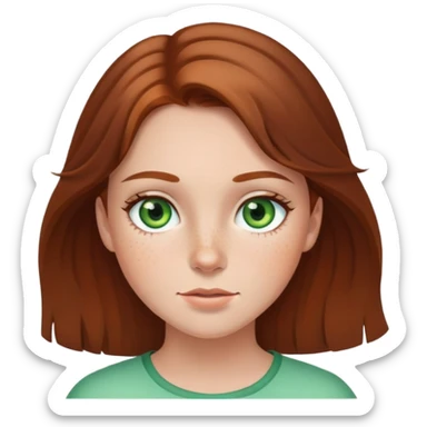 girl with brown hair green eyes and freckles sticker