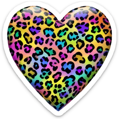 lisa frank rainbow leopard print heart sticker