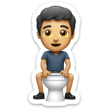 a man sitting on a toilet sticker