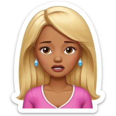 brown skin blonde barbie crying sticker