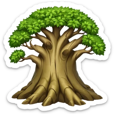 Tree hugging a rock of similar size with its branches  sticker