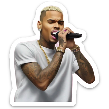 Hyper Realistic Chris Brown on stage singing  sticker