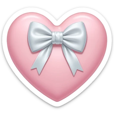 Pastel pink heart with white bow sticker