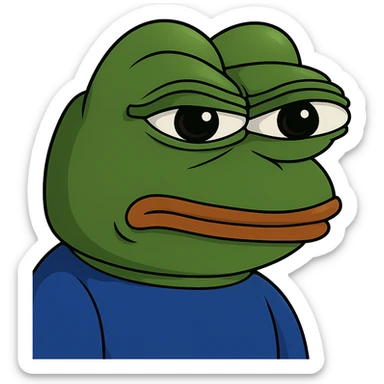 pepe the frog with a determined expression sticker