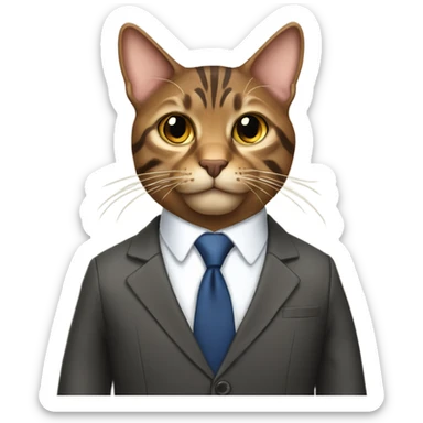 Brown tabby cat in business suit sticker