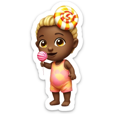 baby with lollypop head sticker