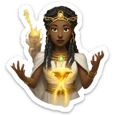 Technomancy Goddess is a mystical being who controls both magic and technology. She can cast spells on technological networks. Her powers blend the ancient art of magic with advanced cybernetics and technology. She can command machines sticker