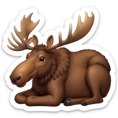 moose lying down, simple, clear sticker