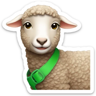 Brown lamb with a green halter sticker
