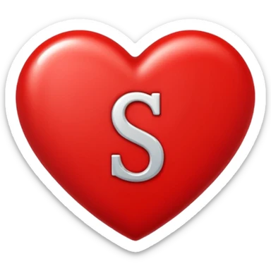 Love heart in red colour and center S letter only sticker