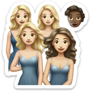 a group of white girls in prom dresses sticker
