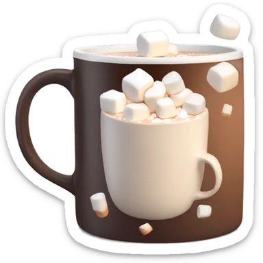 aesthetic hot coco mug with marshmellows sticker