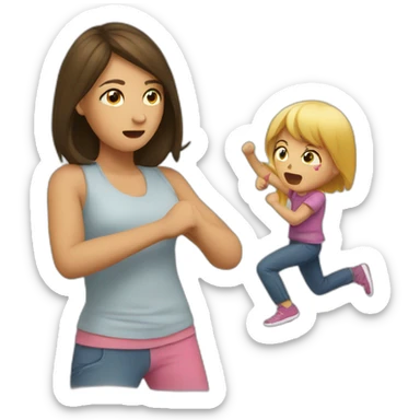 girl fighting with mom sticker