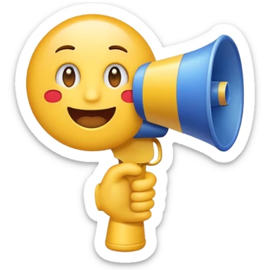 Colorful emoji with a megaphone, sale tag, and social media icon, advertising style. sticker