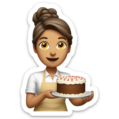 woman baker decorating a cake sticker