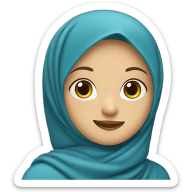 create a girl in a blue hijab pointing upwards sticker