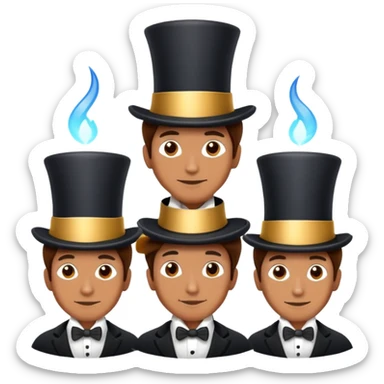 one man wearing three magic top hats sticker