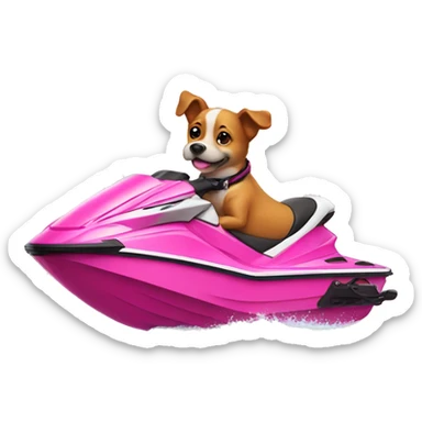 dog on pink jetski sticker