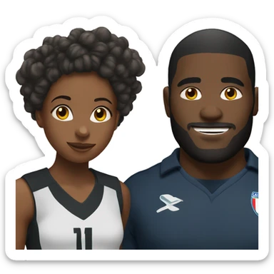 christian short black girl with christian tall black footballer  sticker