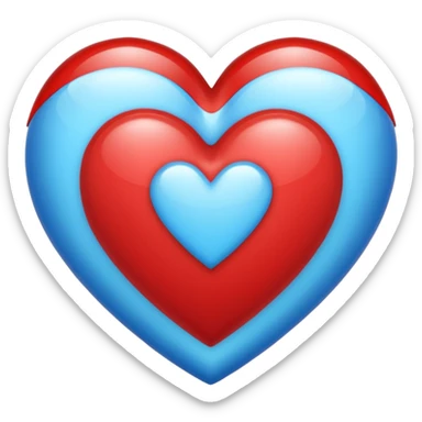 Corazón rojo único diferente con tonos azul claro sticker