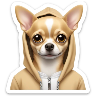 Tan chihuahua in hoodie sticker