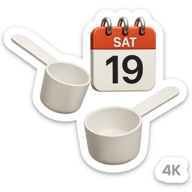 DUE BOCCETTE DI INTEGRATORI BIANCHE FLUTTUANO IN ARIA INSIEME AD UN CALENDARIO IN STILE EMOJI IPHONE, IPERREALISTICA 4K sticker