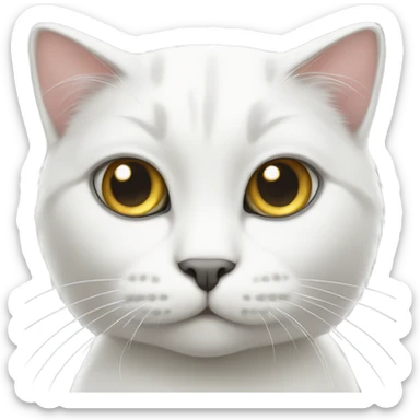 White cat with grey está sticker