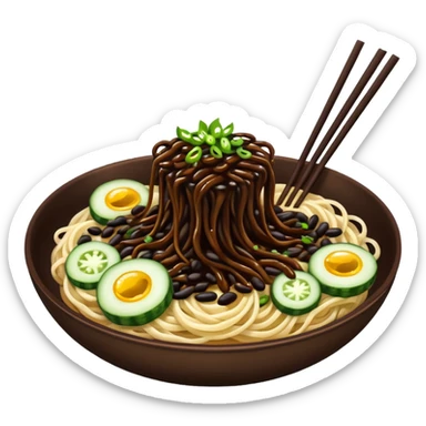 Korean jjajangmyun with Twitter emoji style sticker