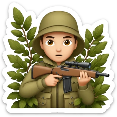 sniper in a big bush sticker