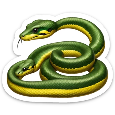 A photo-realistic digital illustration of a Green Anaconda, chest upward, with a broad, flat head, muscular body, and high-set eyes. Its olive-green body is covered with symmetrical, bold black oval spots, and its smooth, glossy scales highlight its large, powerful build. sticker