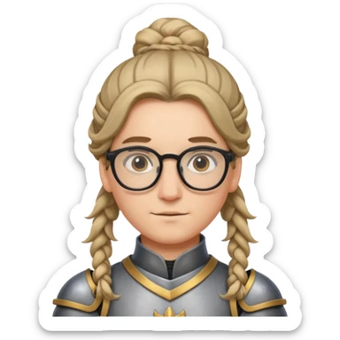 knight's with glasses with long boarder & hair bun hair sticker