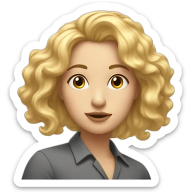 Waking up tired bleary-eyed female with mid length wavy blonde hair  sticker