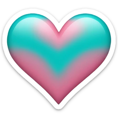 Teal and pink heart sticker