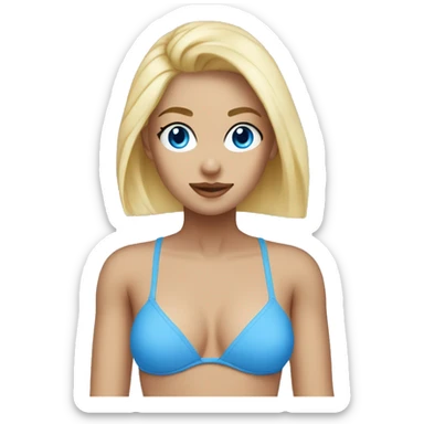 Blonde girl blue eyes bikini top sticker