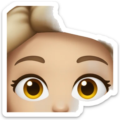 White woman with brown hair and brown eyes and makeup sticker