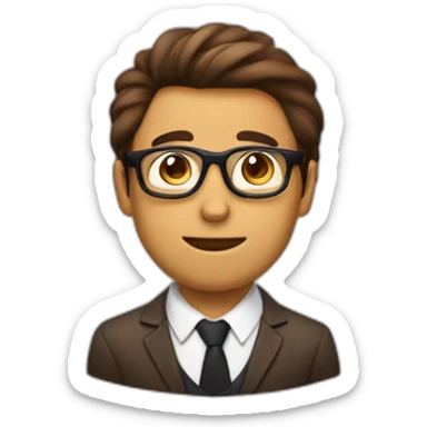 Garçon aux cheveux brun lisses qui tombe avec lunettes sticker