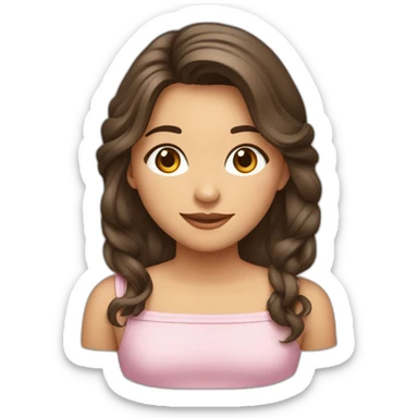 Fille brune cheveux long déguisé en père Noël sticker