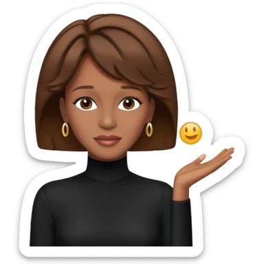 Whitney Houston, brown hair, black outfit sticker