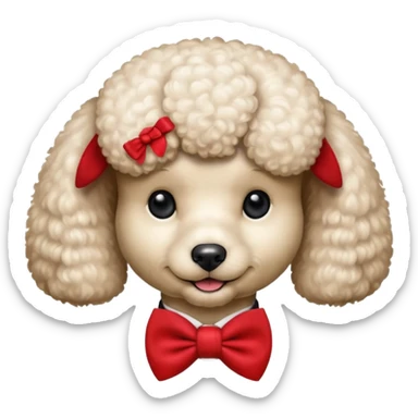 Poodle with red bow tie, half body sticker