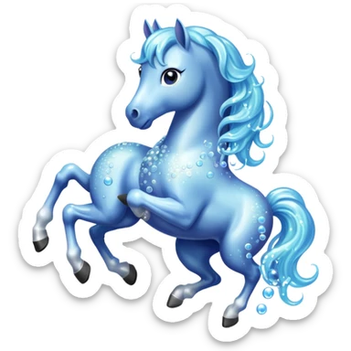 A magical horse made entirely of transparent bubbles and water, with a flowing mane of small bubbles sticker