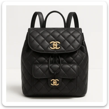 Chanel Urban Backpack, black quilted leather, gold hardware, CC logo, elegant and urban, minimalist background sticker