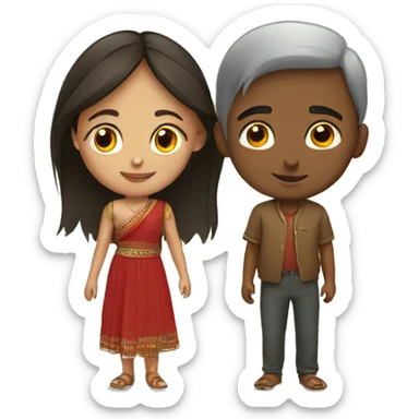 russian boy and indian girl sticker