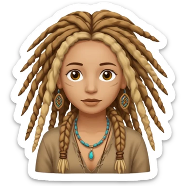 Brown and blonde dreads on tan woman boho sticker