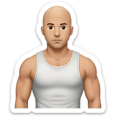 Dominic Toretto from Fast and Furious with bald head and muscle shirt sticker