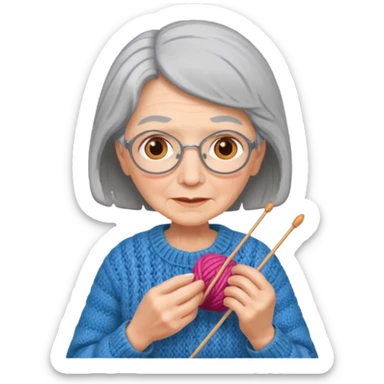 elderly woman knitting sticker