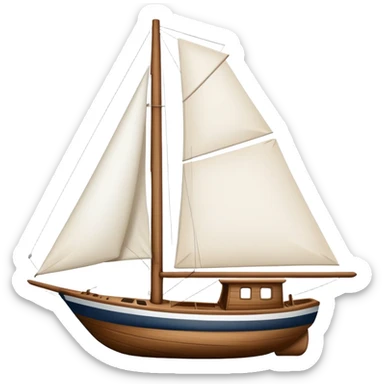 sailboat with visible rudder and white sails sticker