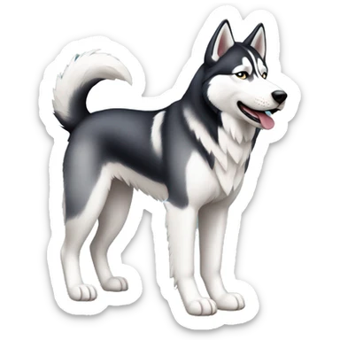 realistic husky full body sticker