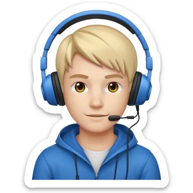 Créame un personaje de Blu strike tipo gamer con audífono y resolución HD sticker