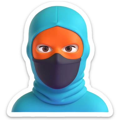 menacing robber with teal and orange balaclava sticker