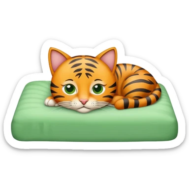 Petit chat sympa couché sur le lit sticker